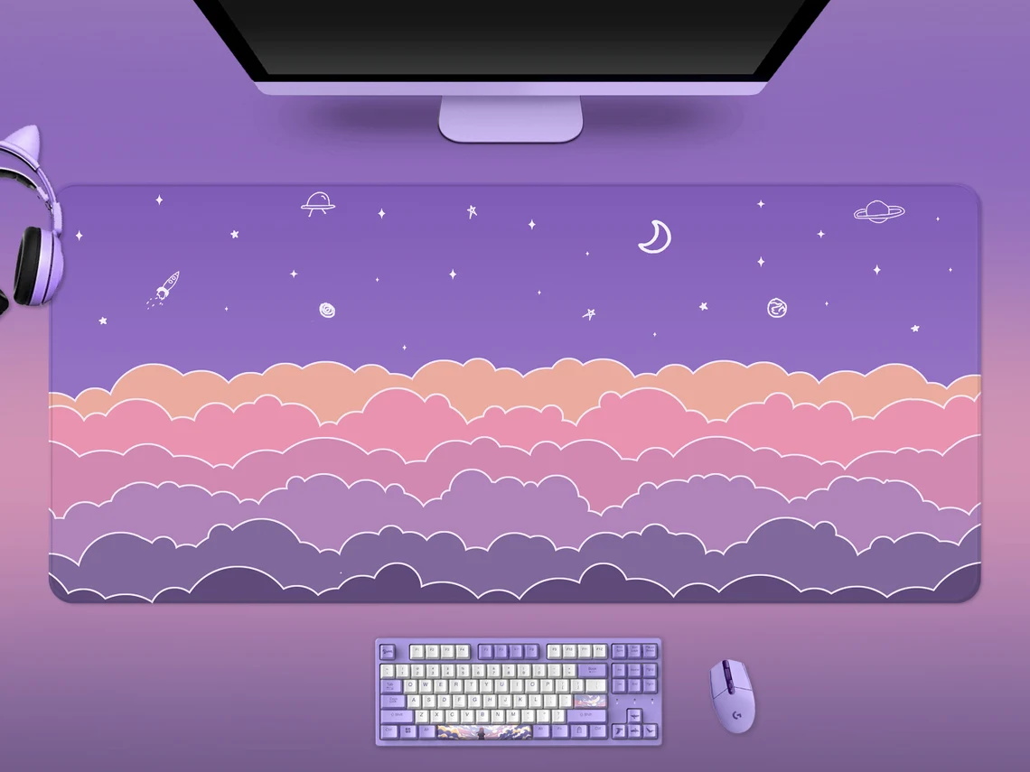 Tradescantia Purple - Kawaii Deskmat purple Cute Mousepad aesthetic