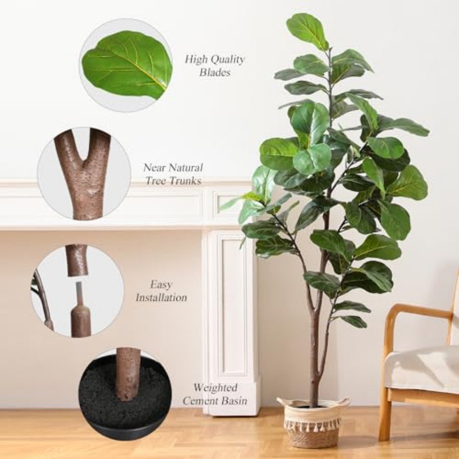 Artificial Fiddle Leaf Fig Tre – Ficus Lyrata Tree recenzja i cena