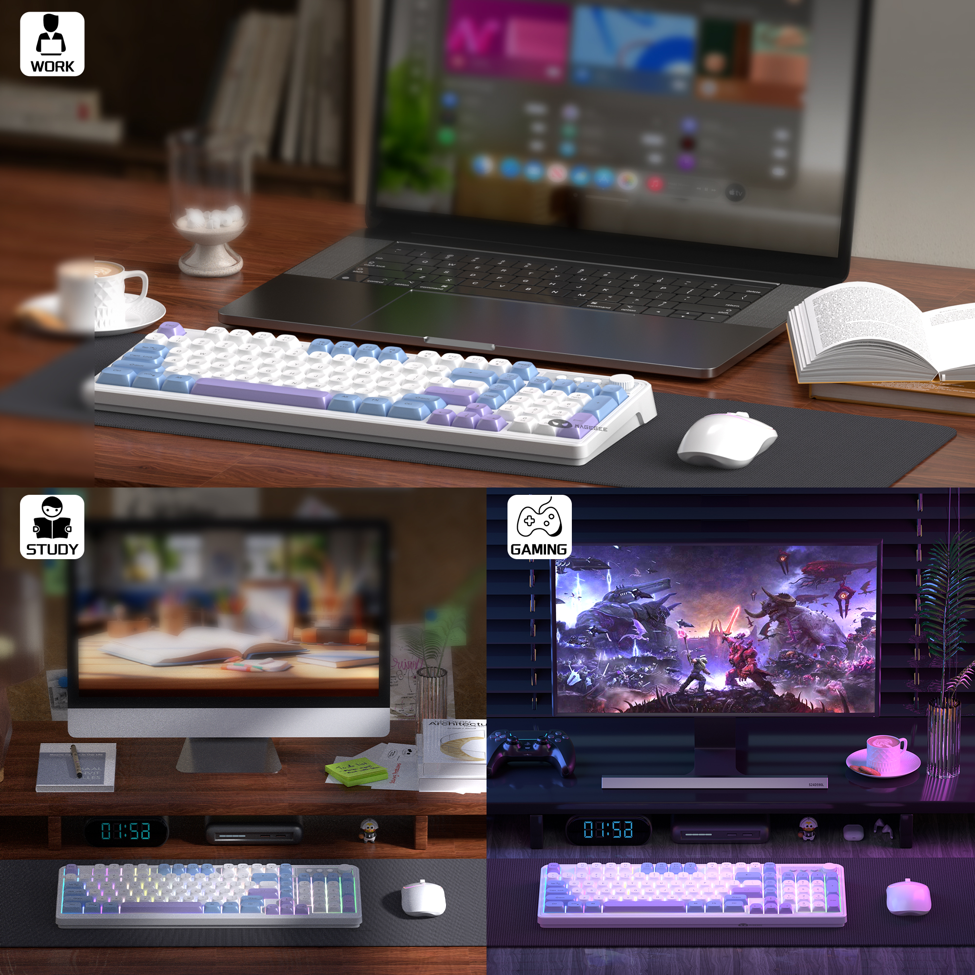 MageGee Wireless Gaming Keyboa – Tradescantia Purple recenzja i cena